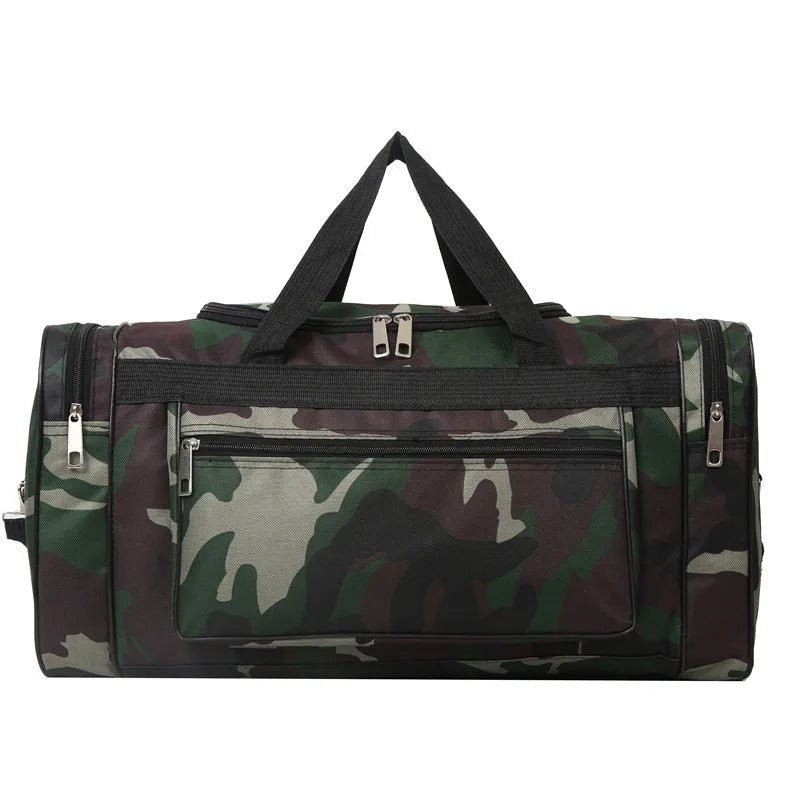 Camouflage waterproof luggage bag with 20L capacity and striped lining for leisure travel