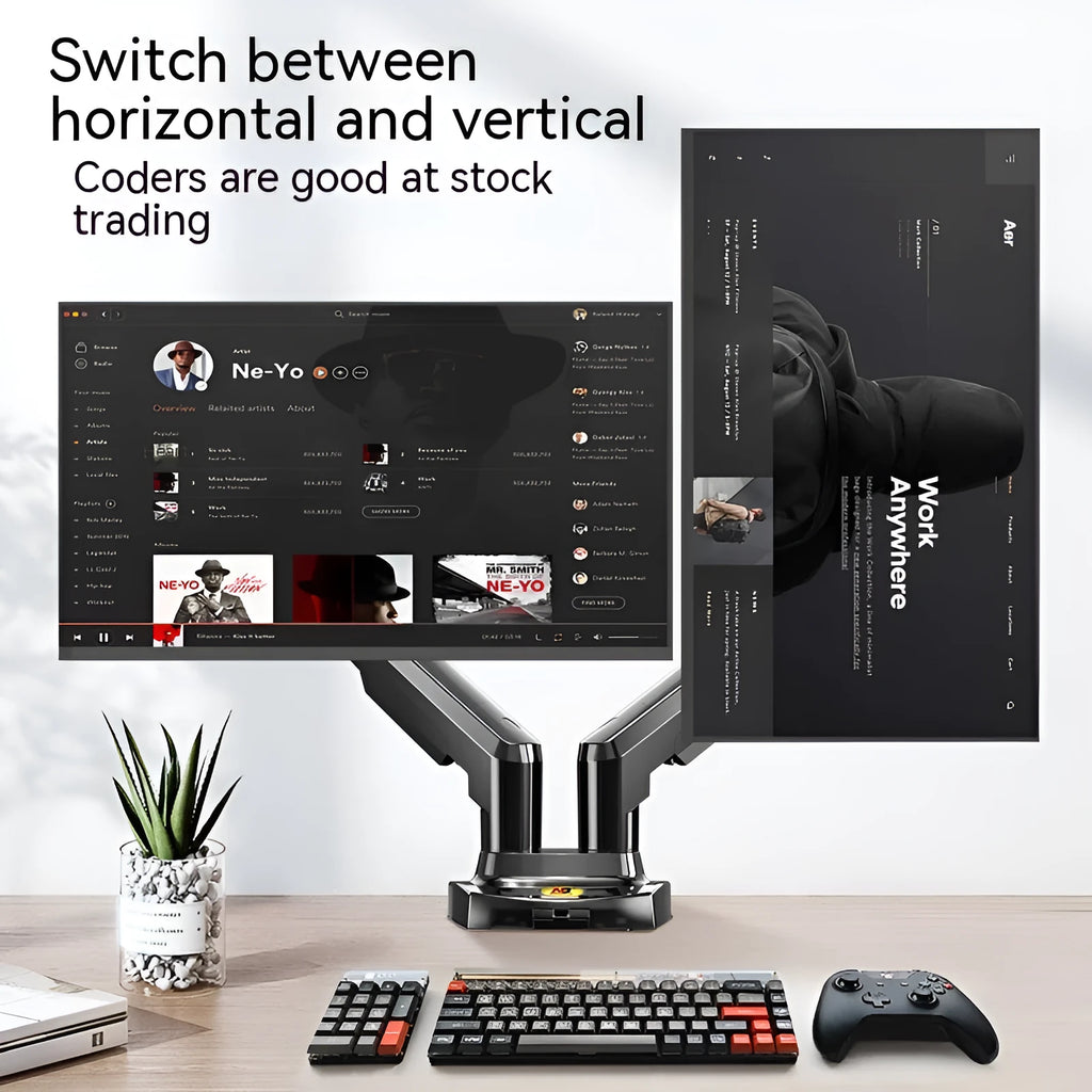 Dual screen monitor bracket with lifting mechanism for height adjustment
