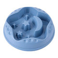 Moon star wings design slow feed dog bowl in blue with raised centre and anti-slip base