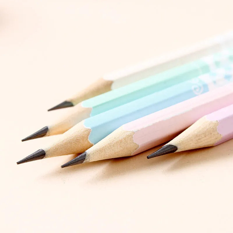 Basswood hexagonal thermal transfer pencil with HB graphite refill showing six-angle design