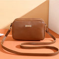 Women's solid colour PU shoulder bag with three-dimensional pocket in horizontal square design