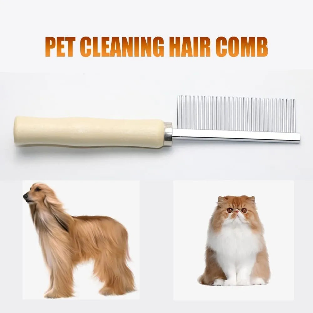 Wooden handle pet grooming comb with round polished needles for dogs and cats